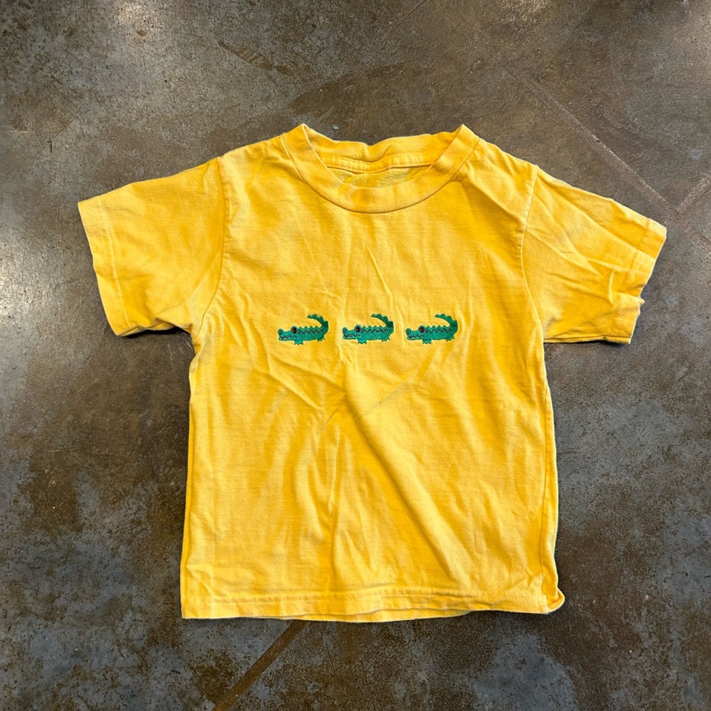 Yellow Kids T-Shirt with Crocodile Design